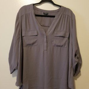 Torrid Harper Light Grey Pullover Blouse